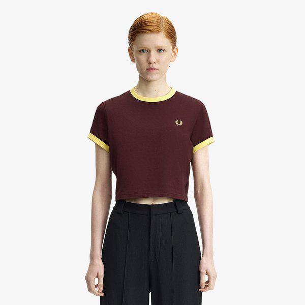 [レディース] クロップリンガーTシャツ - オックスブラッドAFPF2619163-597