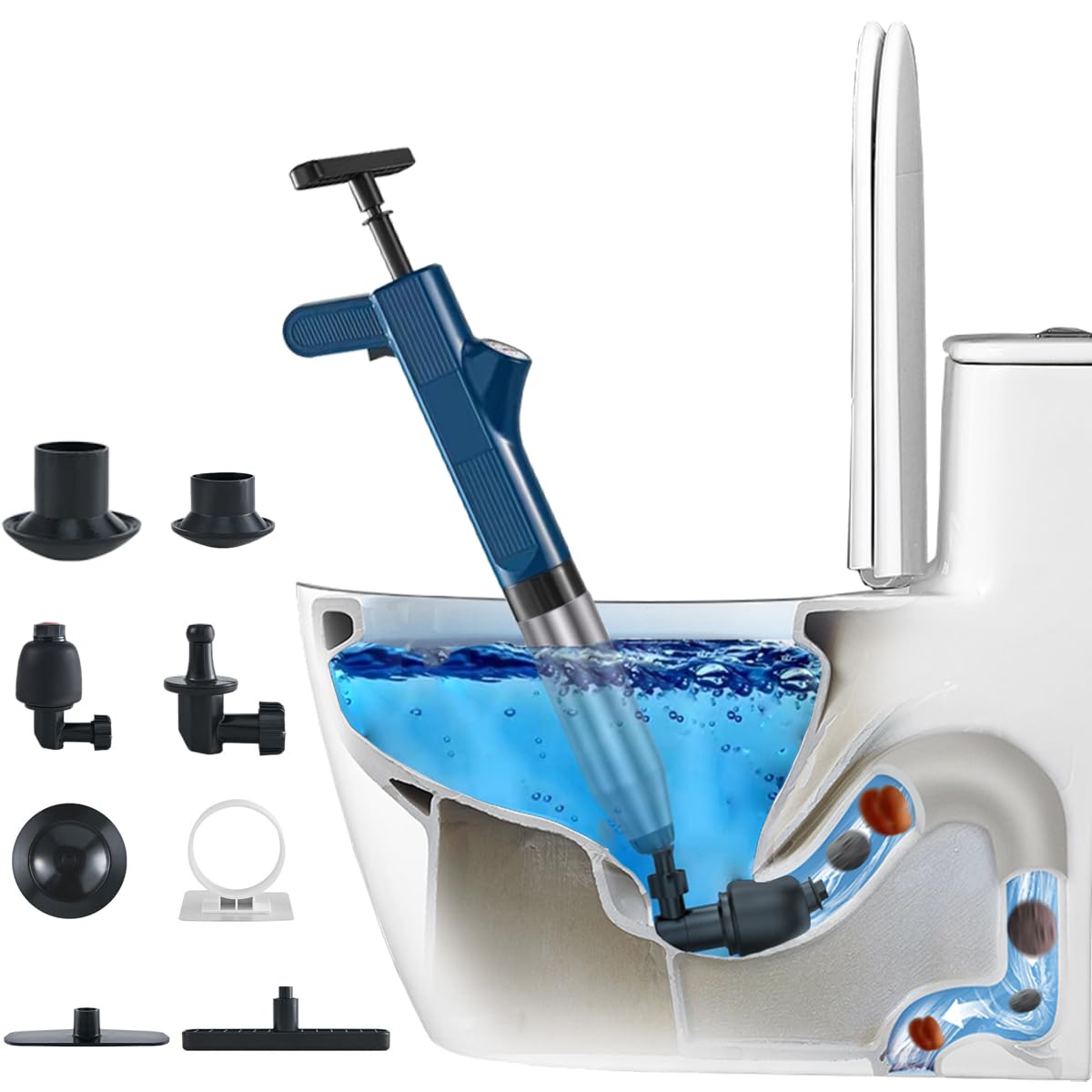 【2024年の新スタイル】ドレンホースクリーナー すっポンプ 加圧式 パイプクリーナー 真空式 空気入れ付き 排水口 トイレ 洗面所 浴室 圧力表示 強力 各種交換ヘッド 家庭用