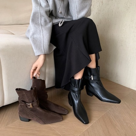 厚底ブーツ ショート 4CM インソールブーツ中筒 パンツブーツ