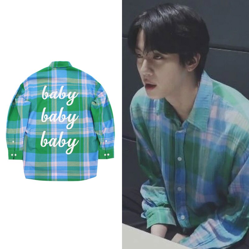 【人気沸騰】 BTS 男女共用 シャツ Check Tartan Baby Baby JIN着用/Baby カジュアルシャツ