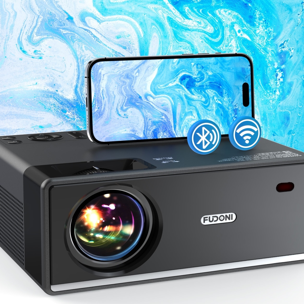 4Kプロジェクター WiFi Bluetooth フルHD 1080P 高15000LM 4K対応 300"大画面 小型 モバイル 高音質Hi-Fiスピーカー内蔵 台形補正 ズーム機能 スマホとワイヤ