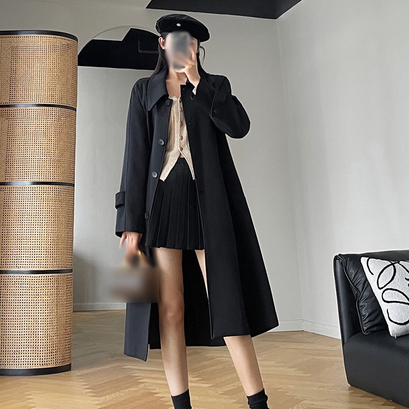 ベルト付き トレンチコート アウター レディース チュニック ゆたっり 長袖 無地 体型カバー 腰紐付き 着せ マウンテンパーカー 20代 30代 40代 50代 大人カジュアル ビジネス スーツ ロ