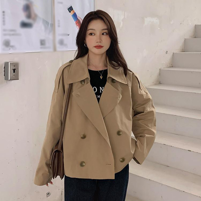 トレンチコート レディース ショート丈 コート 無地 ジャケット カジュアル スプリングコート ファッション アウター 長袖 春コート 通勤 ショート ジャケット 羽織り スリム 防風 防寒 きれいめ