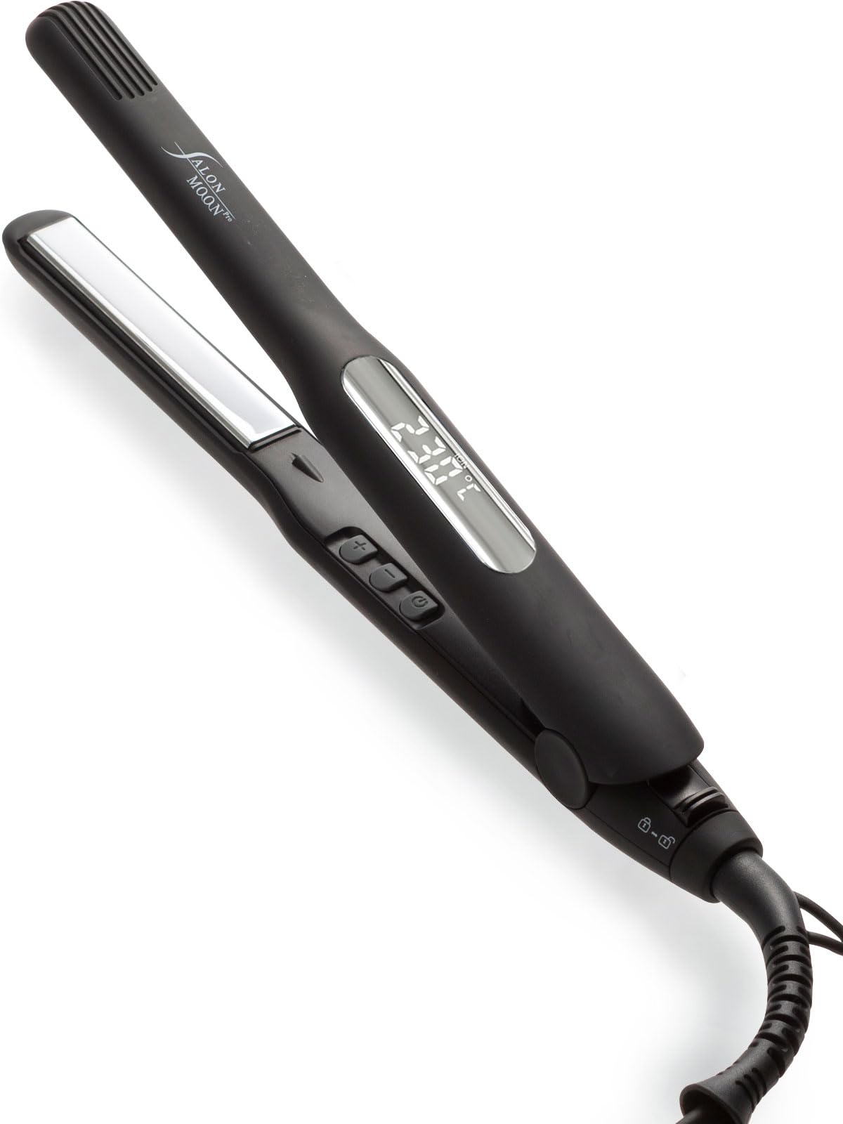 SALONMOON (サロンムーン) ヘアアイロン ストレート コテ 15mm カール もできる 2way メンズ にも ミラーイオン ブラック プロ仕様 230℃ マイナスイオン発生 海外対応
