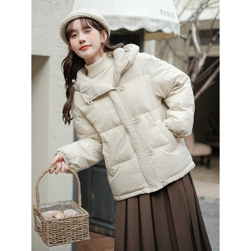 冬の新品 甘い 年齢を減らす あたたまること アヒルの綿毛 ダウンジャケット 外出着 に帽子をかぶせる コート着