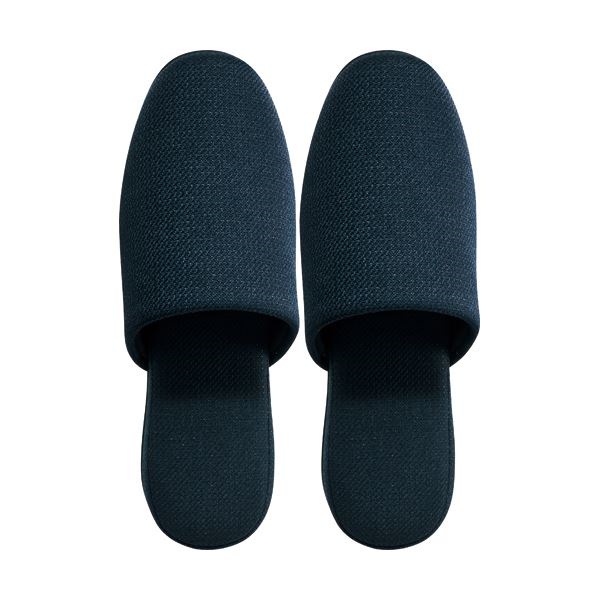 （まとめ） TANOSEE 吊り込み疲れにくいスリッパ ブライト ネイビー 1足 [x10セット]
