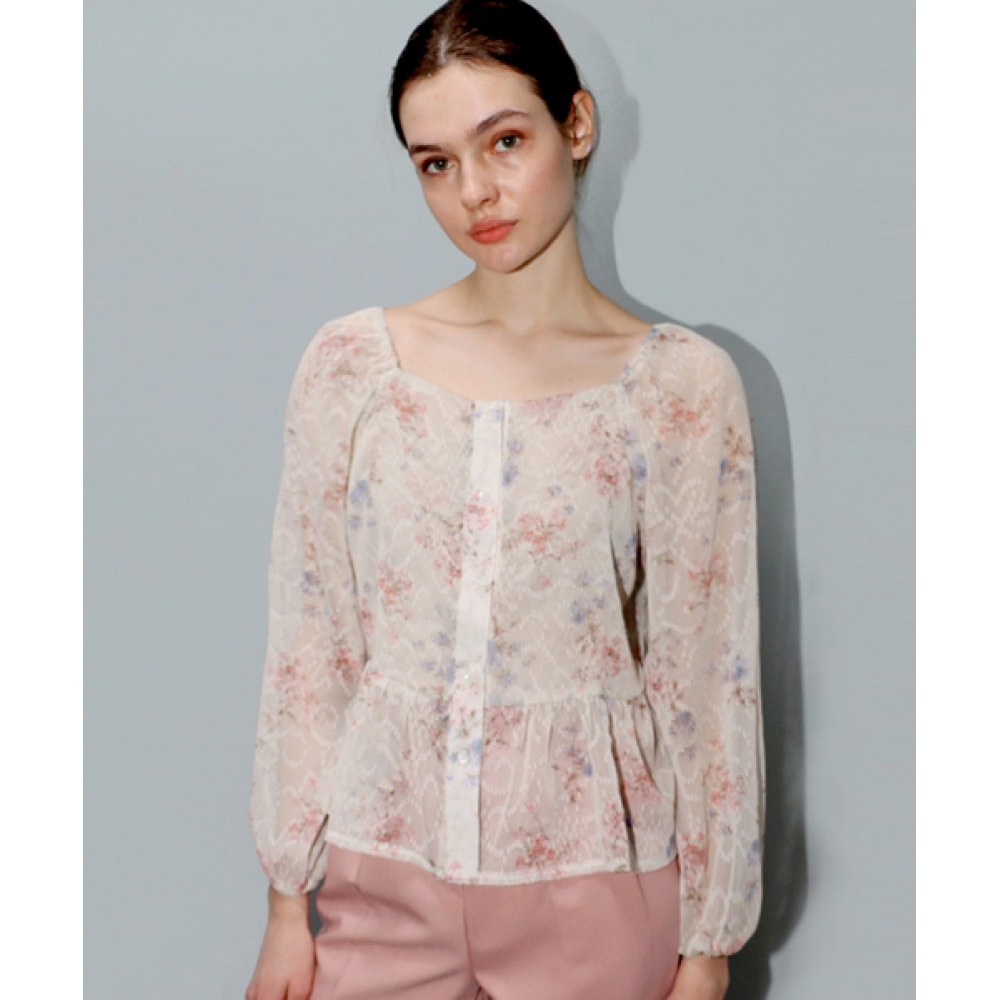 DAMAGE MNEMONICホワイトフラワーオフショルダー_White Flower Off Shoulder