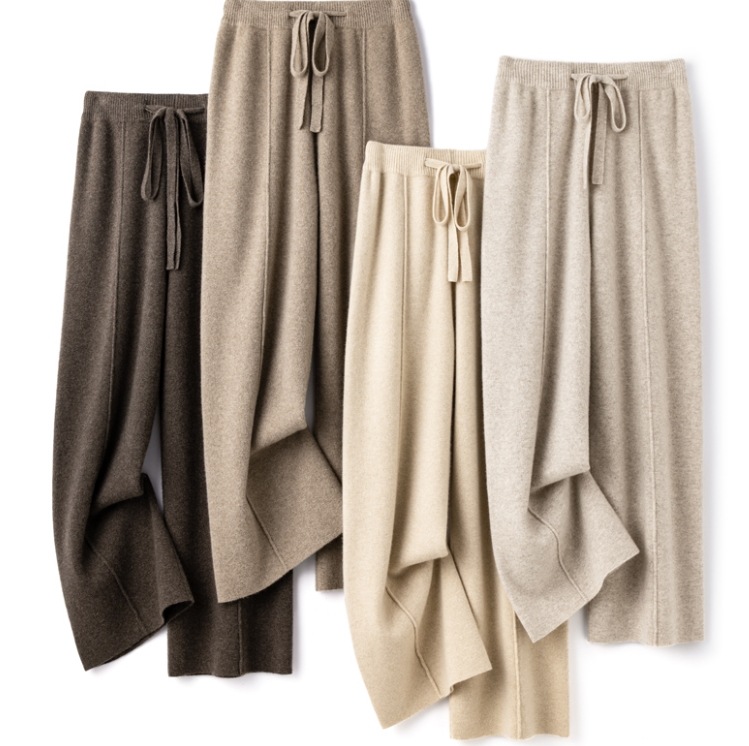 ボトムス デート モテアイテム ワイドパンツ ハイウエスト ウエストゴム ニット ウール 可愛い きれいめ 上品 おしゃれ かっこいい 可愛い ラブリー キュート ガーリー クール モード系
