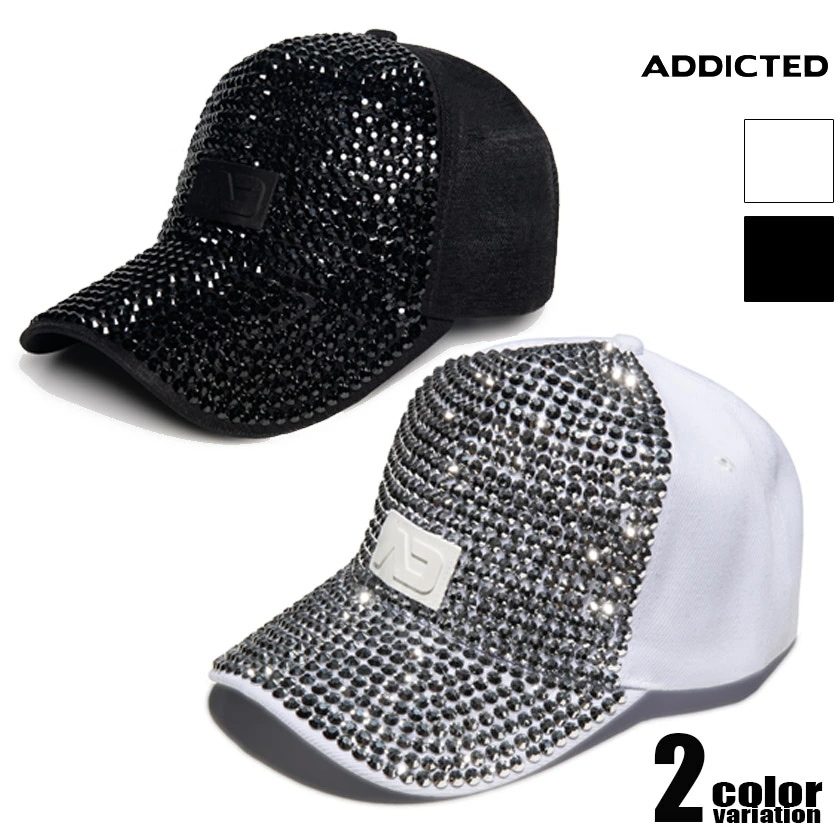 ADDICTED/アディクティッド DIAMONDS CAP ダイヤモンドキャップ ビーズ クリスタル 光沢 反射 帽子 フリーサイズ キャップ 宅配便限定