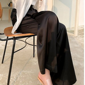 アイスシルクワイドパンツ女性夏の薄手ハイウエストドレープスーツストレート2023年新型模倣酢酸サテンパンツ