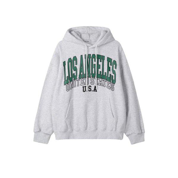メンズ LA セミオーバーフィット 裏起毛 コットン フード付きTシャツ RM-TSK-Q059-ライトメランジ