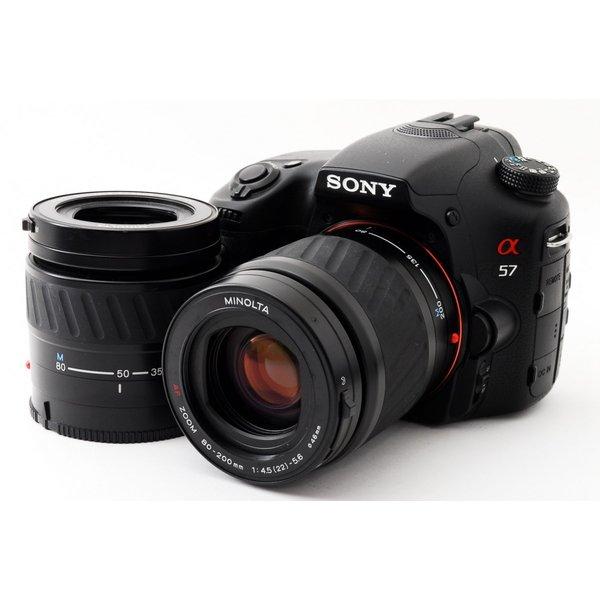 【中古】ソニー SONY α57 SLT-A57 標準&望遠ダブルズームセット 美品 SDカード