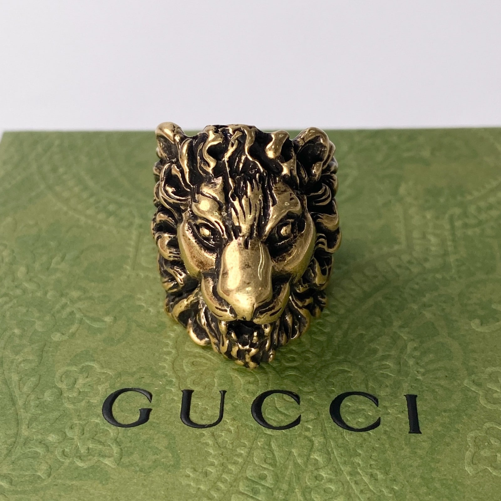 グッチ GUCCI ライオンヘッド リング ゴールド #13 メンズ