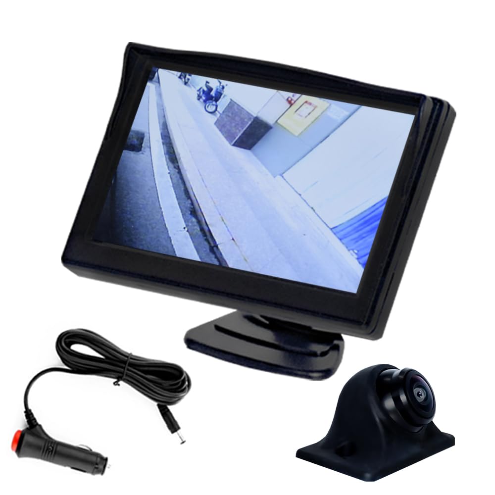 NOAUKAサイドカメラ ５インチオンダッシュモニター セット シガーソケット給電 運転支援 左右 死角確認 穴開け不要取付簡単 暗視に強い 正像・鏡像切替 画像左右反転 12V 日本語説明書付き