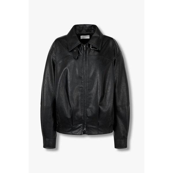 턱 디테일 신세틱 레더 자켓 9106161101099