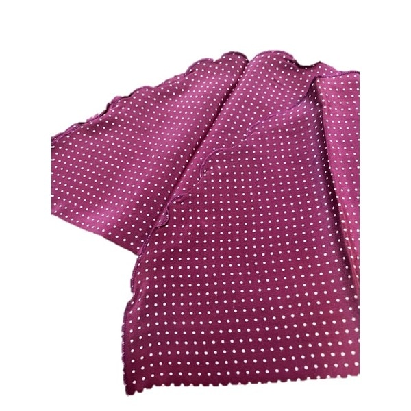 ファクトリー イタリア製 シルク100%ポケットチーフ ハンカチーフ パープルxピュアホワイト