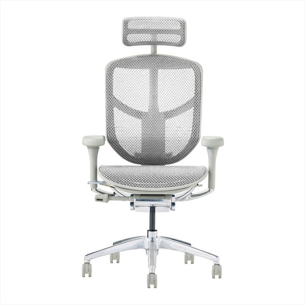 Ergohuman EJ2-HAM-GF-WH グレーフレームホワイトメッシュ ENJOY2 High Type [ハイタイプ 高機能オフィスチェア ヘッドレスト付き] メーカー直送