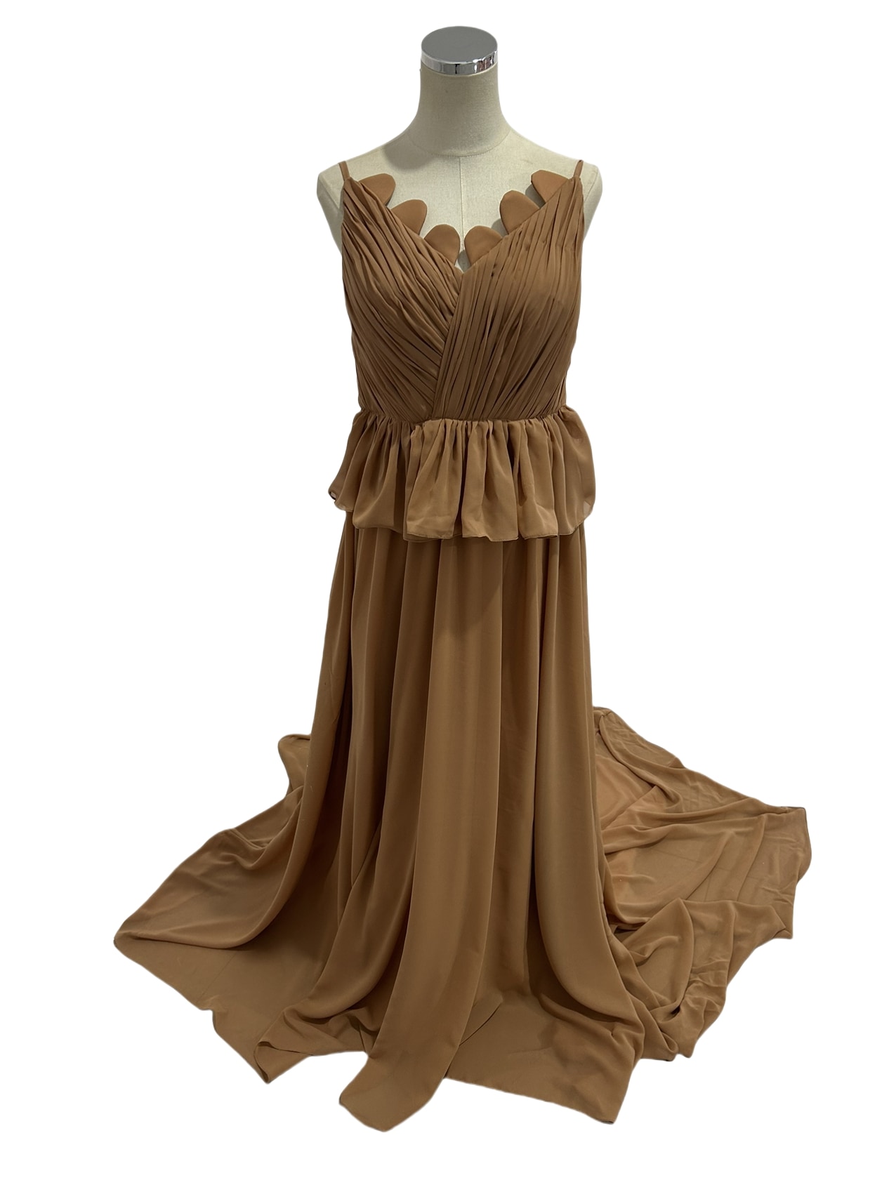 茶色テラコッタ カラードレス 挙式ドレス 前撮り用 2次会 発表会 ビスチェドレス