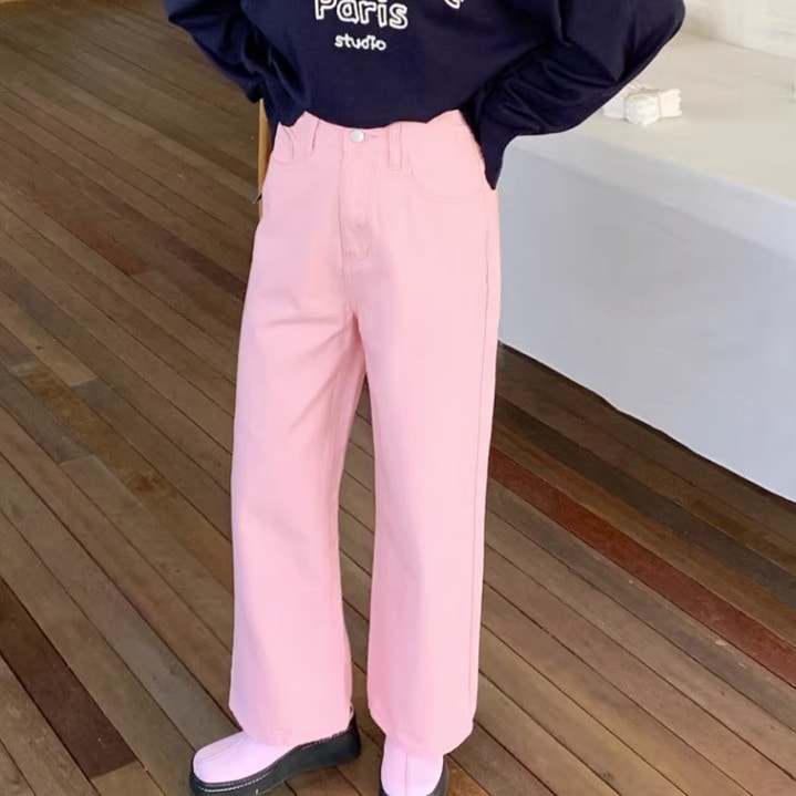 パンツ ボトムス ストレートパンツ ワイドパンツ ロング フルレングス ワイド ストレート ポケット 前開き 綿 コットン シンプル カジュアル おしゃれ かっこいい レトロ こなれ感 ラフ