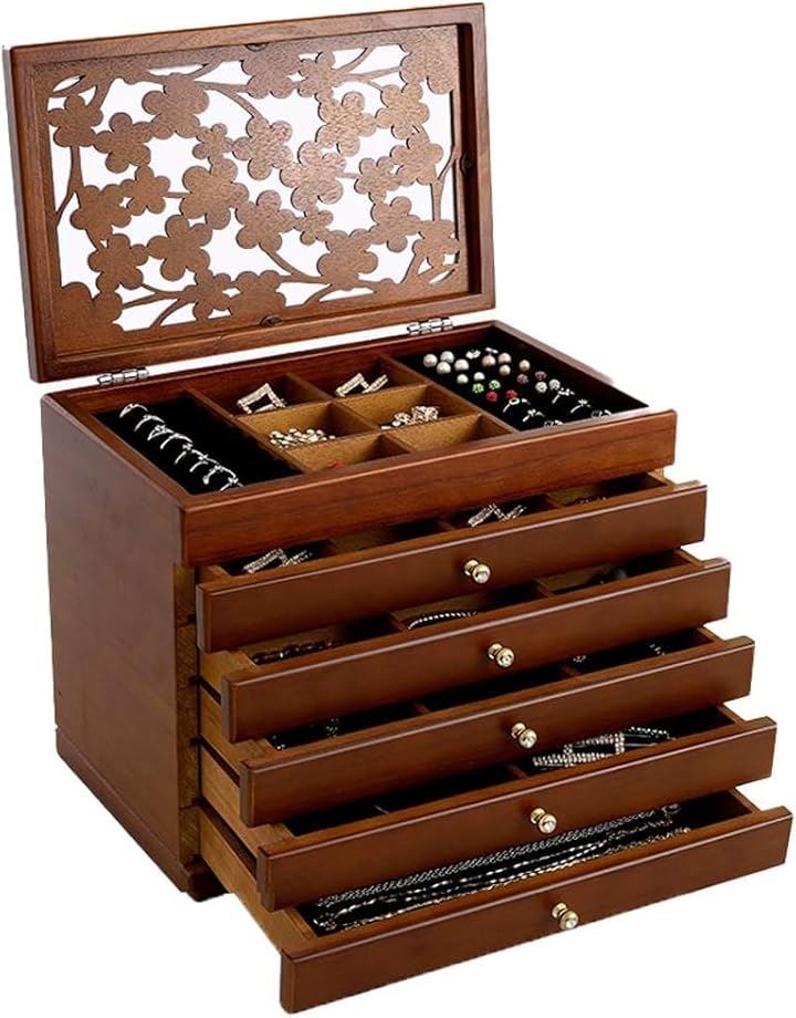 ジュエリーボックス アクセサリー コスメ メイク 小物入れ ケース マルチ 収納 宝石箱 収納箱 N-J144(ブラウン)