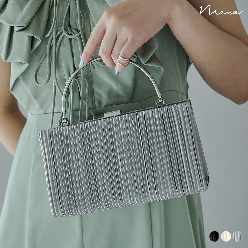 パーティー ハンドバッグ パーティーバッグ がま口 ガマ口 サテン プリーツ ゴールド シルバー スクエア 黒 長財布 クラッチバッグ ミニバッグ 2way 肩掛け ショルダーバッグ きれいめ