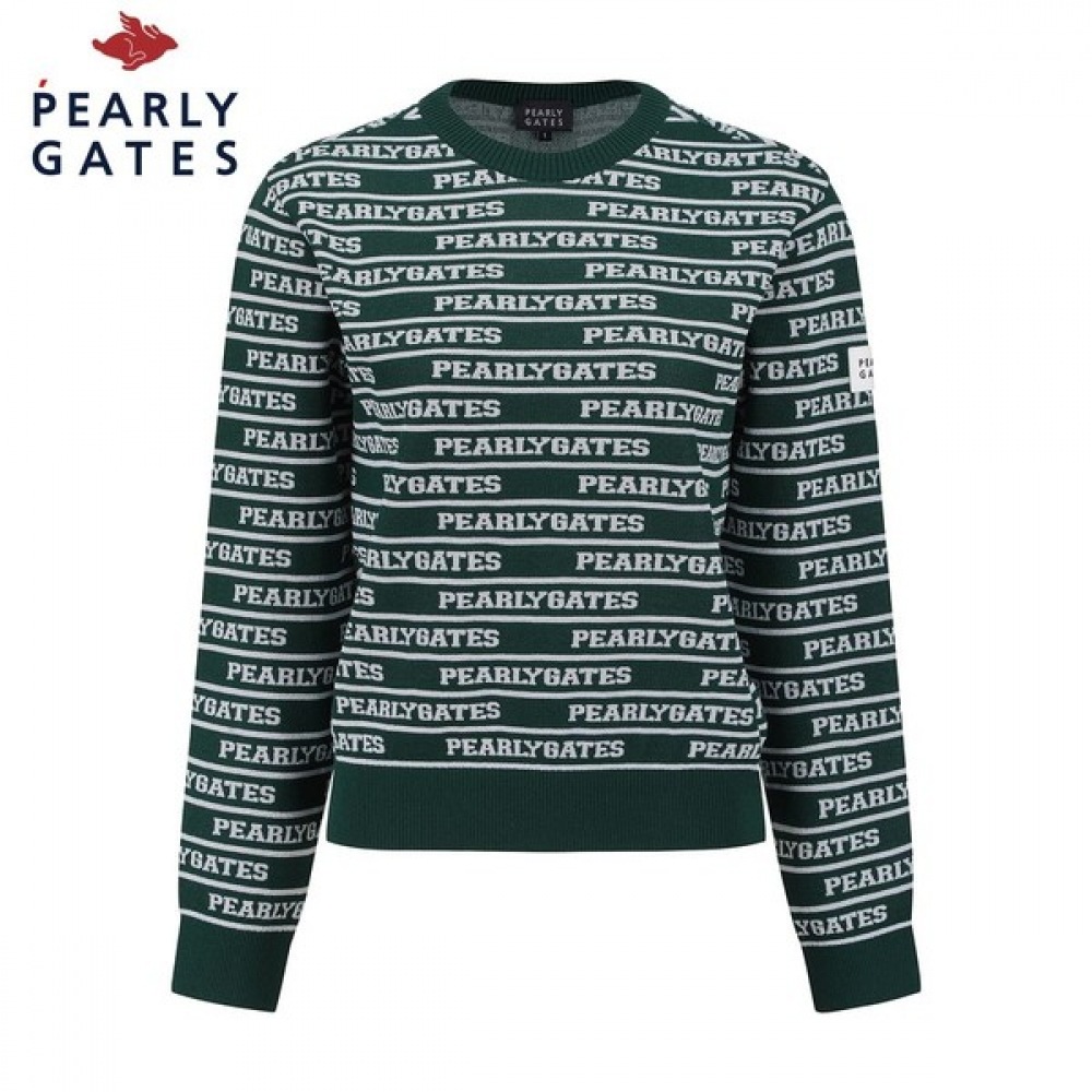 [パリゲイツ] レディースロゴストライプロングスリーブニット