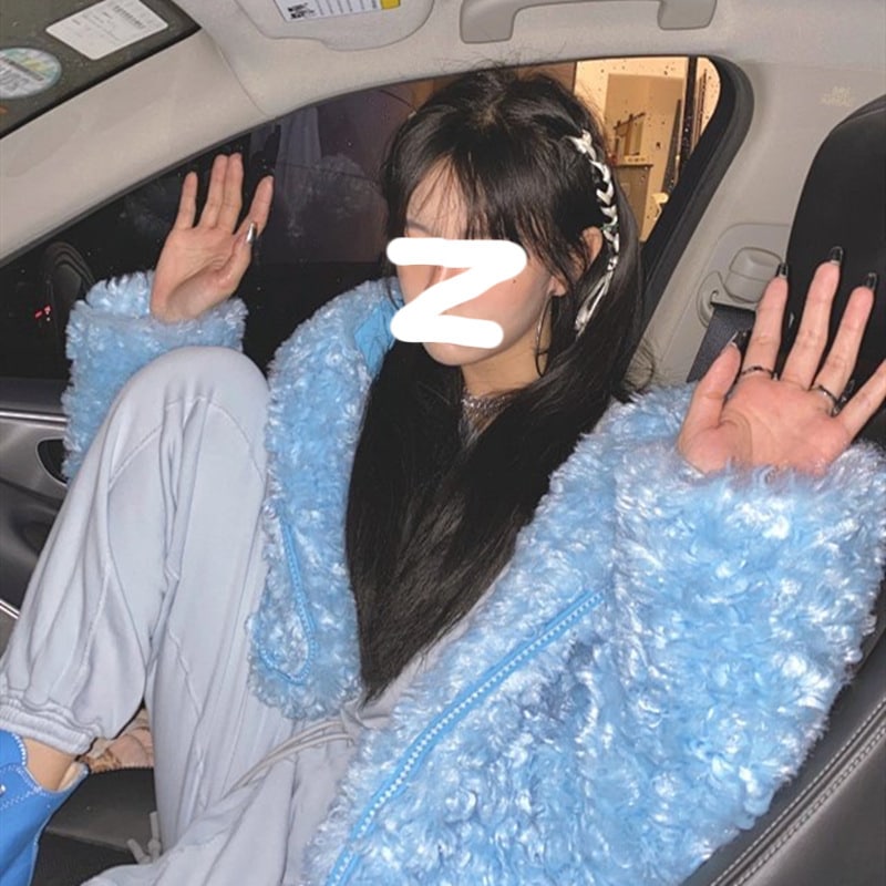 雪だるまパーカー SMFK 2024 冬の新女性のフェイクファー毛皮のコート薄い若いコートファッション