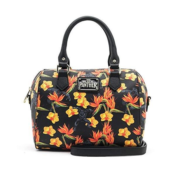 Loungefly x Marvel Black Panther Floral Duffel Purse (One Size， Multicolored) 並行輸入品