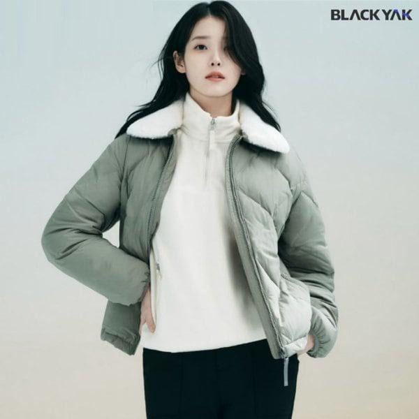 25F/W 女性 IU ジャケット デイリー シームレス 軽量パディング ファーカラー ダイヤモンド チューブ ダウンジャケット 1BYPAWU523