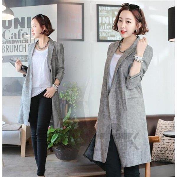 テーラードジャケット レディース ロング丈 綿麻 秋 通勤 薄手レディースファッション コート ジャケット