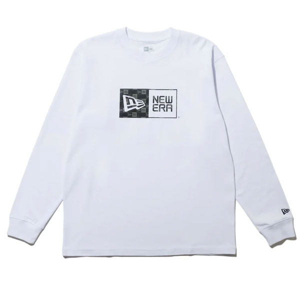 ニューエラ NEW ERA 長袖 コットン Tシャツ Box Logo ボックスロゴ パターン ホワイト レギュラーフィット 14324722