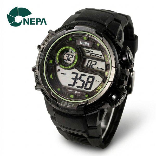 ラップタイムストップウォッチボタン音調節軍人ランニングスポーツ電子時計 N307-GN