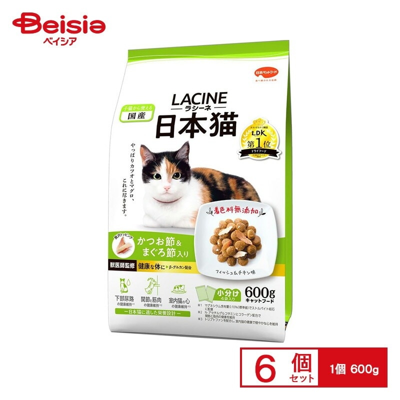 ネコDK高評価商品日本ペットフード ラシーネ日本猫600g ×6個