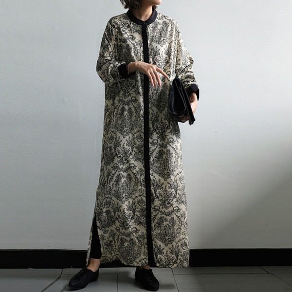 【SNS大人気アイテム登場】 クラシックに上品 ストンと落ちるIラインシルエット シャツ ワンピース