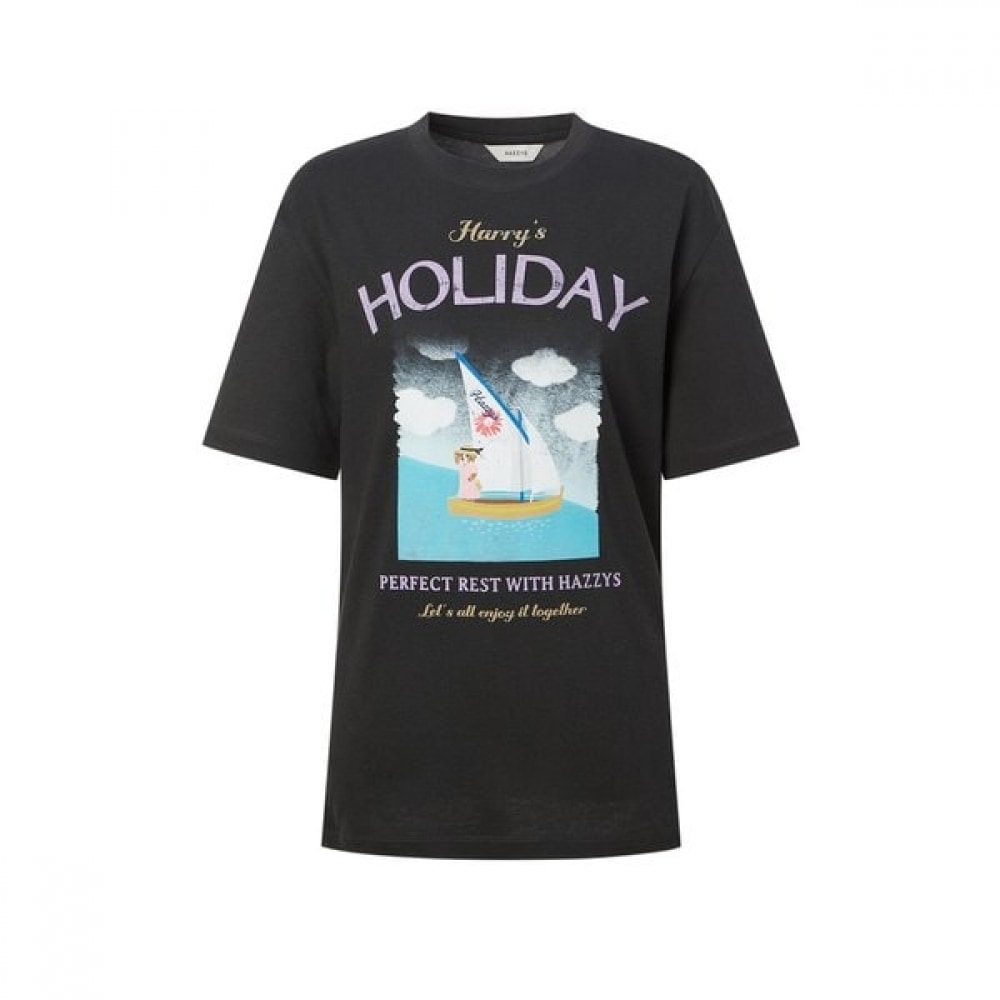 [25SS] [カプセル] ボクシーフィット半袖グラフィックTシャツチャコールグレー HSTS5BS15CG