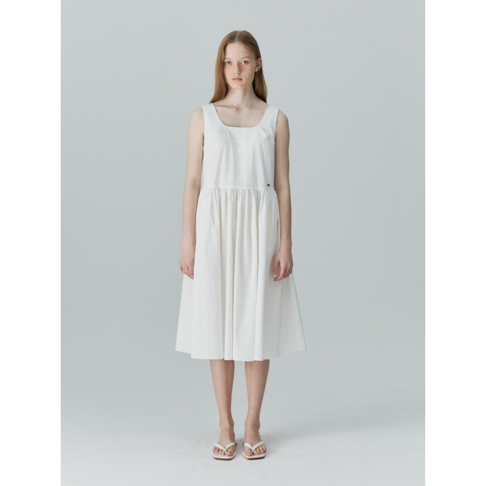 デパウンドワイドストラップドレスホワイト