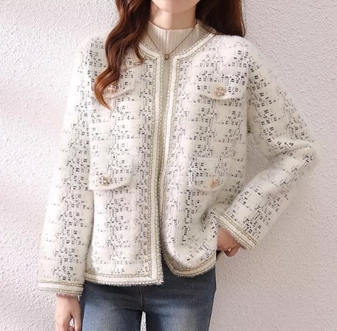 レディース ニット コート アウター 上着 ミドル丈 長袖 ラウンドネック 襟なし フェミニン ポケット 大人可愛い きれいめ カジュアル 上品 おしゃれ かっこいい クール エレガント 存在感