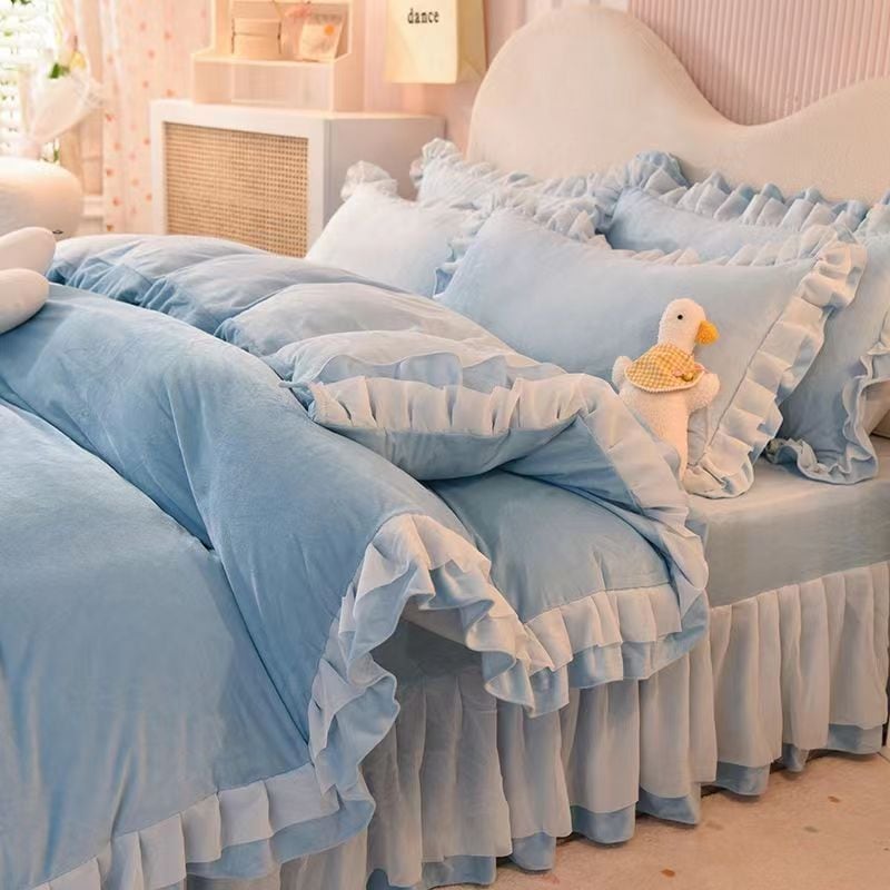 韓国新しい厚手シーツセット 冬 AB両面暖かい布団カバー4点セット 大人気裹起毛布団 セット