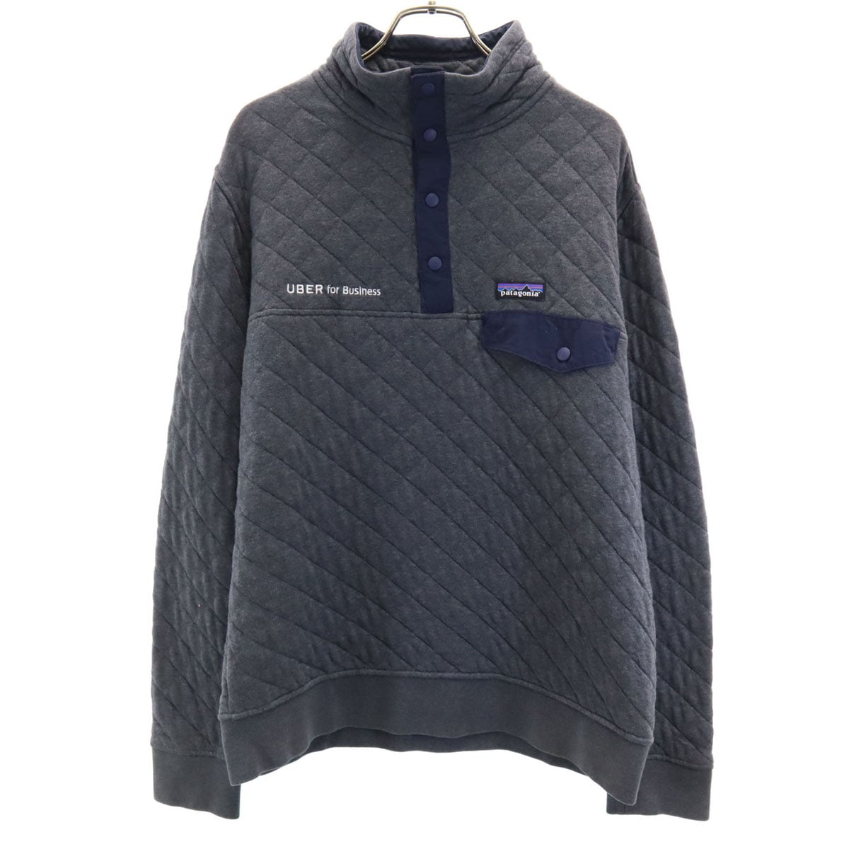 オーガニックコットン 長袖 キルト スナップT プルオーバー シャツ M チャコールグレー アウトドア 25371SP18 メンズ 古着