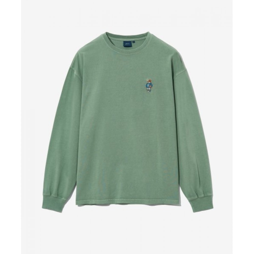 YALE (YALE) エンブロイダリーダンロングスリーブ Tシャツ PG セージグリーン