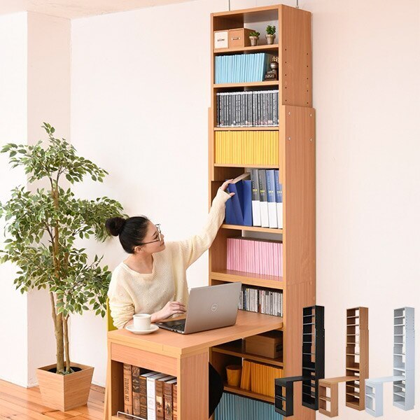 デスク 突っ張り 本棚 高さ調節 壁面収納