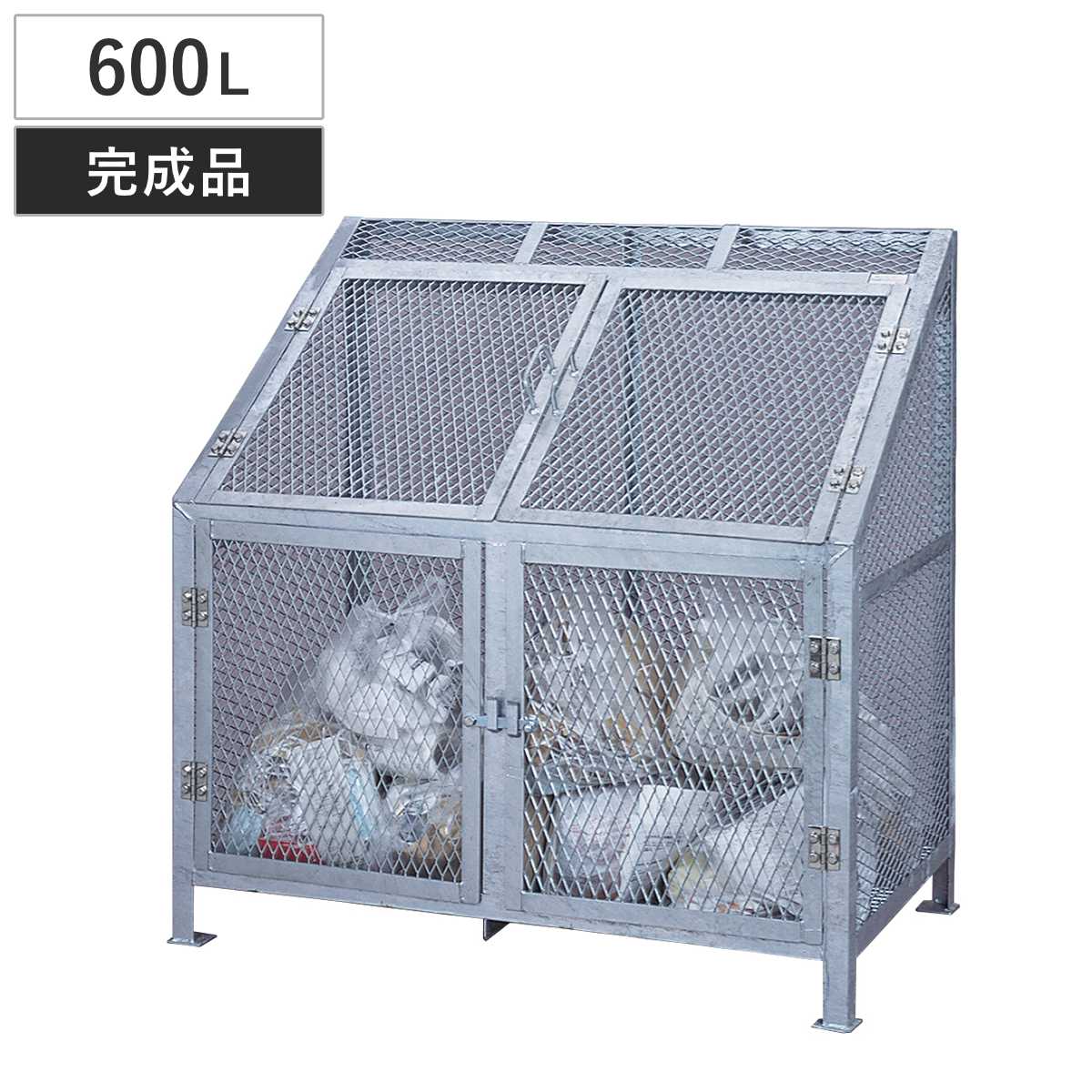 業務用ゴミ箱 600L ダストBOX 幅120cm 屋外用 ゴミ箱 扉 ゴミ 13袋分 収集ボックス 屋外ストッカー 収納庫 ゴミ置き場 ゴミ捨て 600リットル 大容量 法人限定