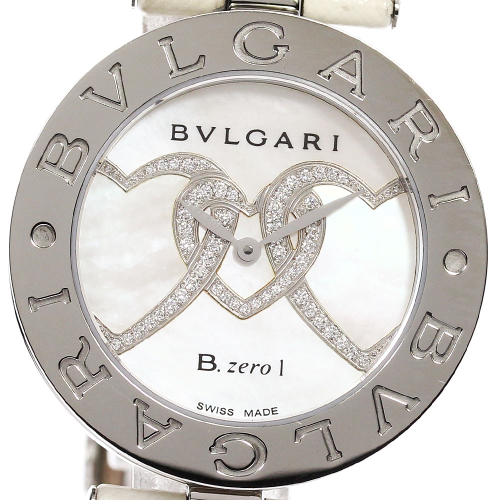 箱付き【BVLGARI】ブルガリ B-zero1 BZ35S ダブルハート ダイヤ クォーツ レディース【中古】