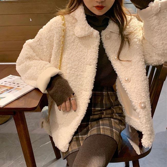 新品フリースジャケット レディースにボアジャケット モコモコ チェーンバッグ 2点セット ジャケット 厚手 冬 アウター 可愛い ポーチ ブルゾン プレゼント