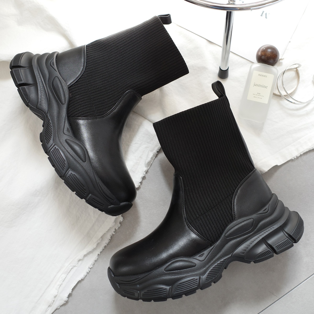 ニットショートブーツスニーカーブーツ レディース