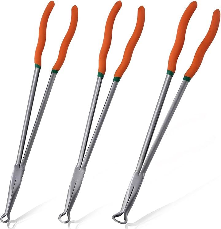 3本セット ホースプライヤー 工具 ホースクランププライヤー ロング メカニックプライヤー ロングリーチ ギザ付 O型 滑り止め加工 特殊プライヤー ホースの脱着 車 自動車(オレンジ)