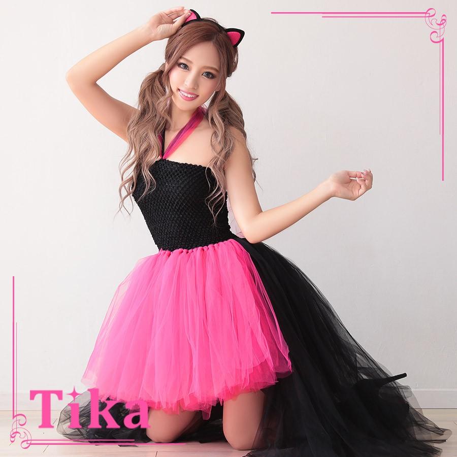 コスプレ 衣装 3点 バイカラー キャット チュチュ コスチュームセット ハロウィン