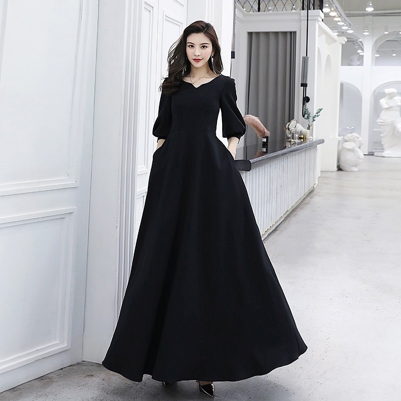 【2枚購入で 3oo円OFF】女性のためのブラックドレス2025シンな高サイズの大規模スカートアート試験パフォーマンスドレス