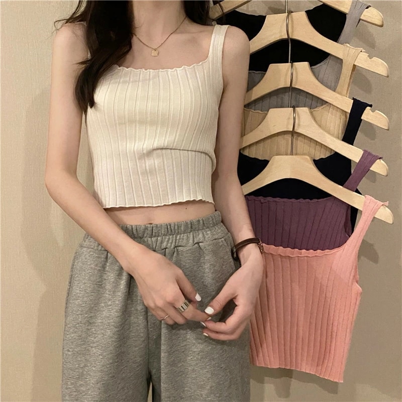 2023年 夏 新作 へそ出し ショートトップス 女性用 キャミソール着用