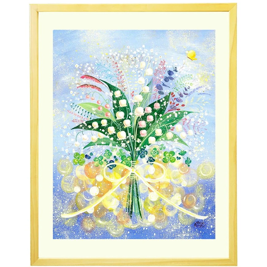 絵画 インテリア すずらん ブーケ 風水 トイレ 部屋に飾る絵 アート フラワー 北欧 蝶々 壁掛け 絵 置物 インテリア雑貨 癒しグッズ 人気部屋 小さいサイズ 日本製 (Sサイズ)